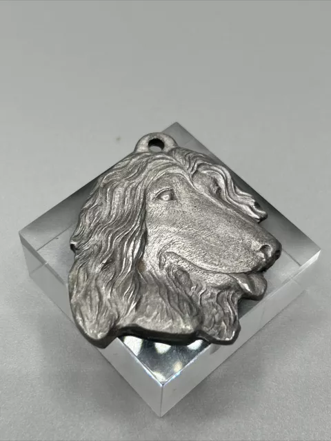 Rawcliffe Pewter I Love My Afghan Hound Dog Key Ornament Medal Signed  1982