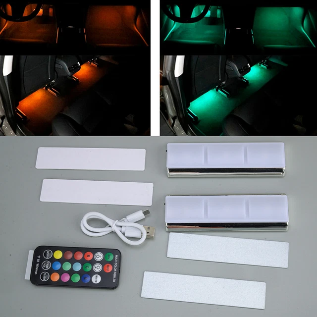 2 PCS Lampe Rétro USB Voiture - Lampe Ambiance LED Tactile Bleue - Éclairage Intérieur Portable