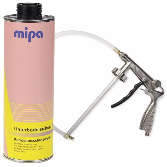 Mipa UBS Set Wachs Unterbodenschutz Wax 1L + Druckluft Unterbodenschutz Pistole