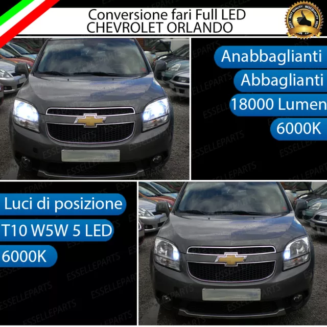 Conversione Fari Led Chevrolet Orlando Kit Led H4 + Led Posizione T10 6000K