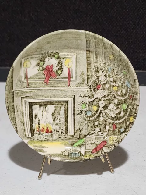 1- Vintage Johnson Brothers Merry Christmas Coasters Dish 4 1/4” England