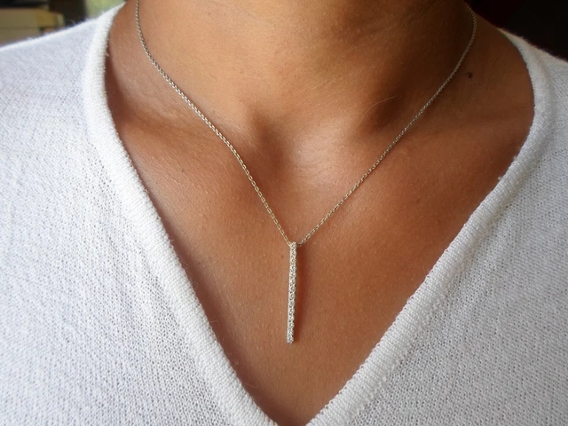 Collier Argent 925/000 Rhodié - Pendentif Solitaire Zirconiums