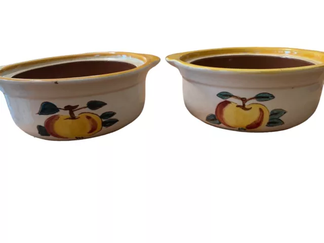 Vintage Stangl Pottery *Fruit*Soup Lug Handle Bowls Hand Painted Lot of 2