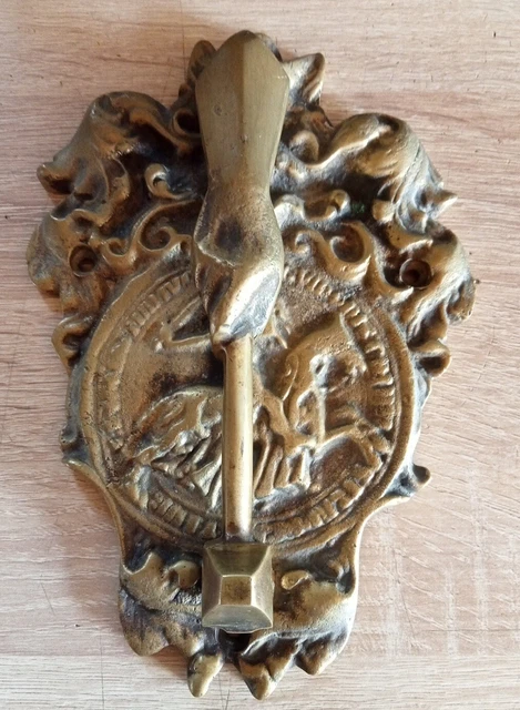 Ancien Marteau Heurtoir De Porte Décor Chevalier Hauteur 18 cm