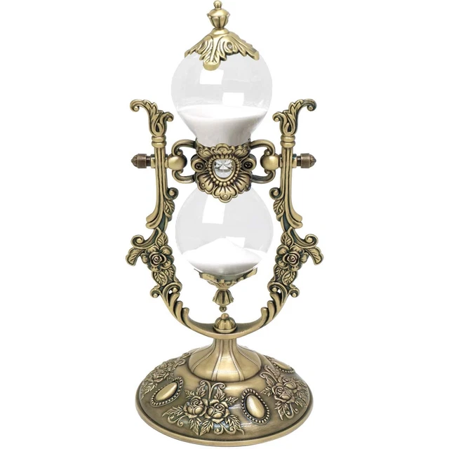 VINTAGE HOURGLASS TIMER, 15 Minutes Hourglass Timer, Embossed White