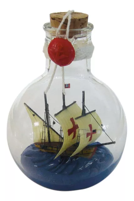 Flaschenschiff - SANTA MARIA Buddelschiff Glas/Holz/Messing Ø=8cm Sea4You