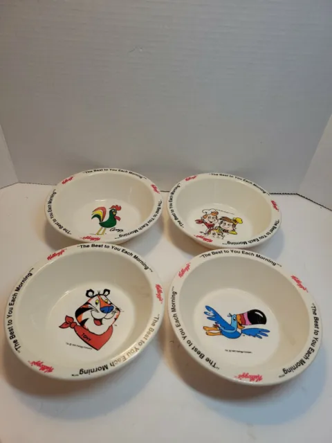 1995 Kelloggs Set of 4 Plastic Cereal Bowls Tony the Tiger Corny Toucan Sam BB68