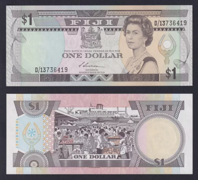 Fiji 1 Dollar 1987 P 86a Fds / UNC C-10