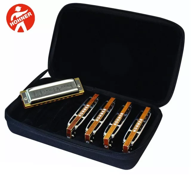 Hohner Case Of Blues COB Harps 5 PACK Harmonica Set Key Of C,G,A,D,E