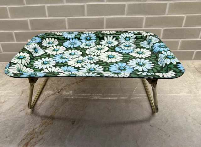 VINTAGE MARSH ALLAN Blue Daisy Mid Century Metal TV Tray Lap Tray