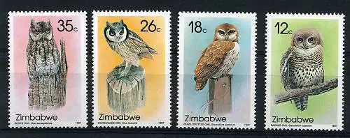 Zimbabwe, 1987 Owls,  Sg 710-713  Mnh Set, Cat £12.50