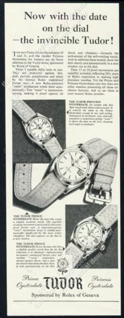 1954 Rolex Tudor Prince Oysterdate 34 31 Princess 3 watch art vintage print ad
