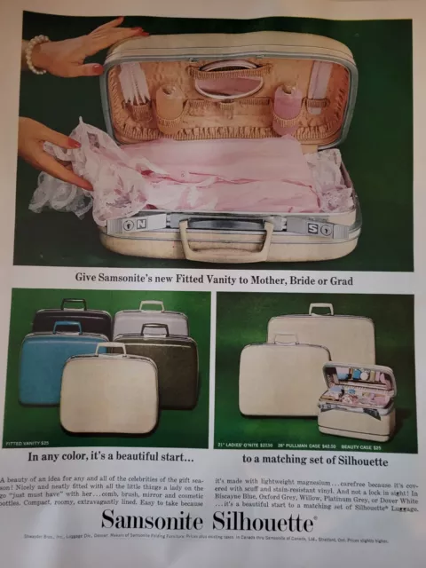 1963 Samsonite Silhouette Luggage Fitted Vanity Mother Bride Or Grad Vintage ad