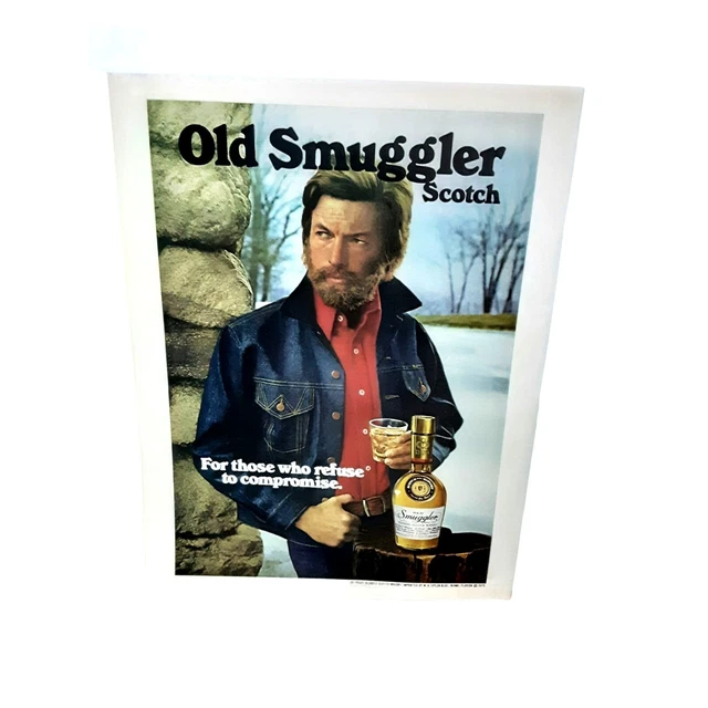 1977 Old Smuggler Scotch Man With Beard Original Vintage Print Ad