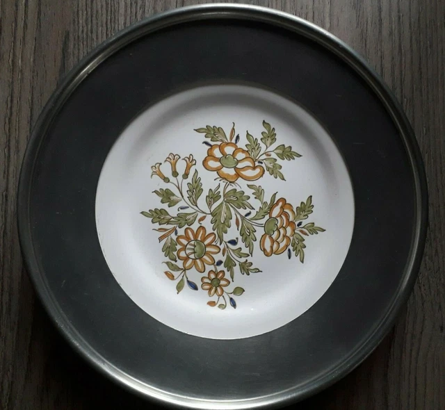 Assiette Décorative Ancienne Dresde - Cousue Main, Motif Dessus De Couette Inachevé - Vintage 1945