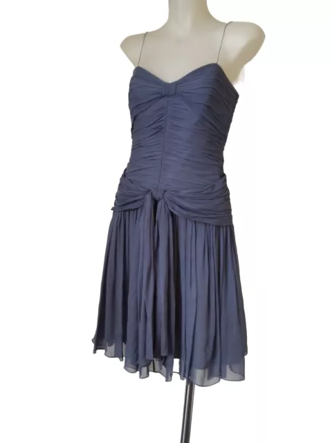 Fleur Wood vintage fab grey silk chiffon party dress.Unworn. size 1 .68cm Bust