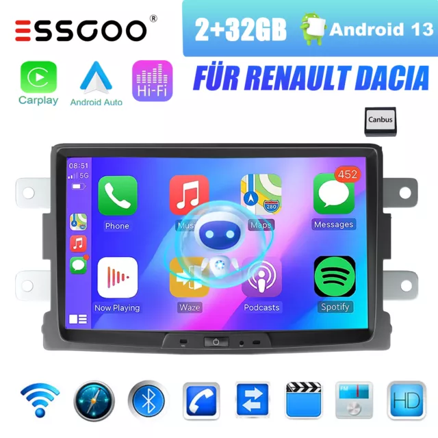 Android Autoradio GPS BT NAV für Renault Dacia Duster Logan Sandero Dokker Lodgy