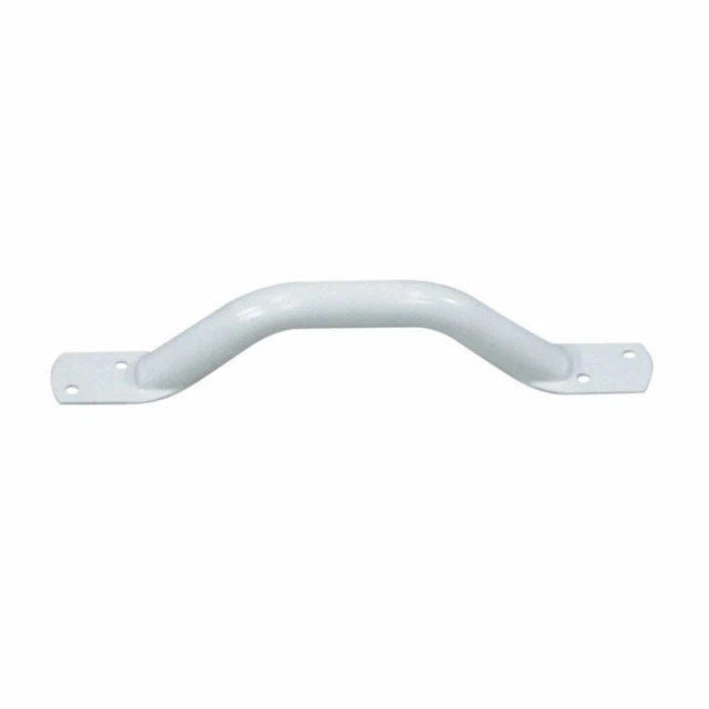 White Steel Pipe Grab Bar - 300mm Length - Rounded Safety Ends - Epoxy Coating