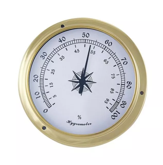 Hygrometer, Maritimes Schiffsthygrometer im Messing Gehäuse Ø 12 cm