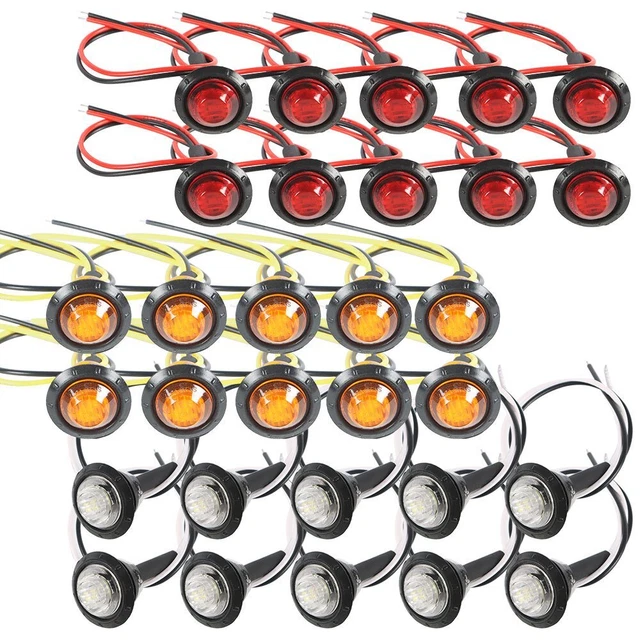 Truck Trailer Round  Light Amber Red White 30X 3/4"12V Marker Lights LED