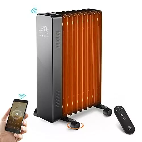 Radiateur à Bain d'huile 2000 W,Chauffage électrique Wifi avec 3 modes de chauff