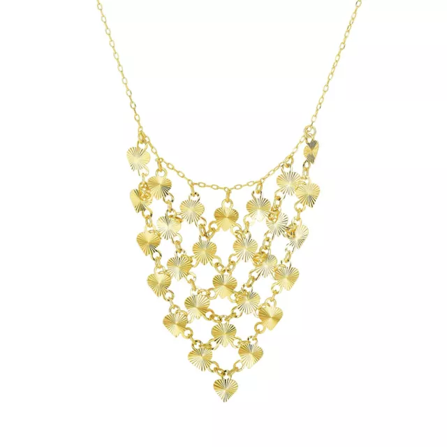 14k Oro Amarillo Diamante Corte Corazón Gota Collar, 43.2cm