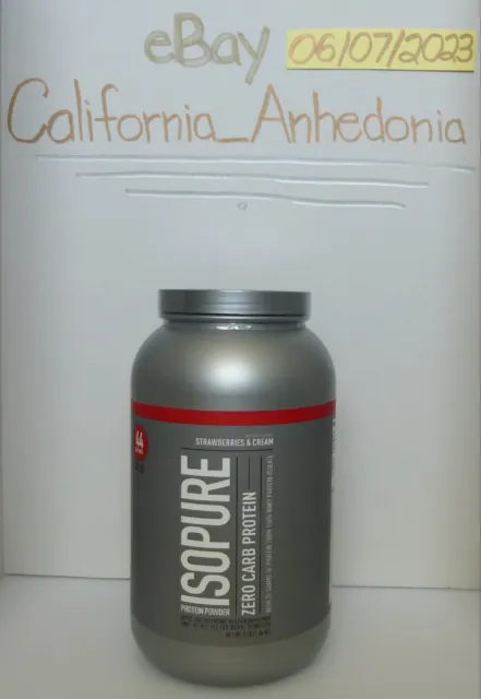 Isopure 3 LB / 1.36 KG Strawberries and Cream Whey Protein Isolate EXP 03/2025
