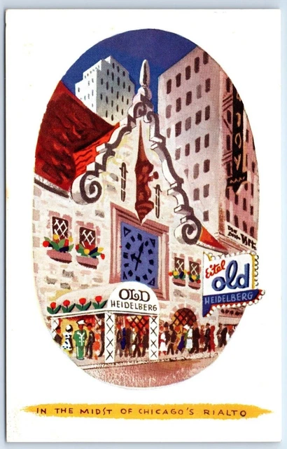 Old Heidelberg Restaurant Chicago Rialto Eitel Postcard Unposted A375