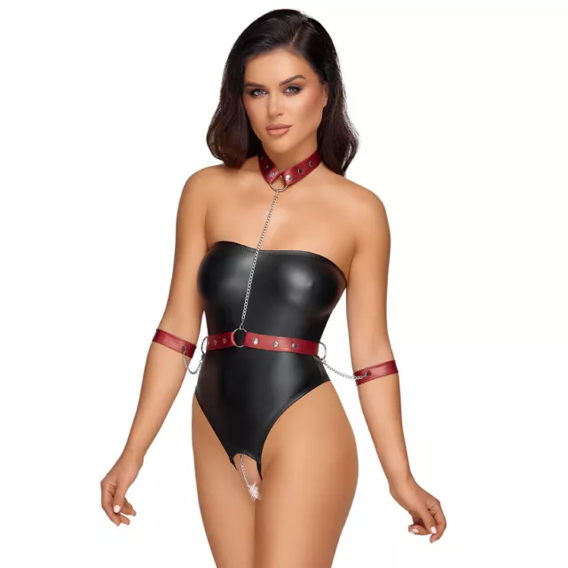 Sexy Tube String-Body S-XL passo aperto + imbracatura abn. + Lingerie con catene "Jana" 2