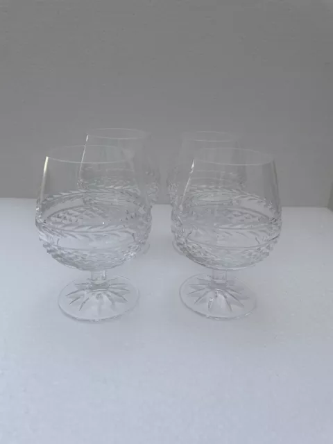 Galway Irish Crystal X 4 Leah Pattern Brandy Glasses