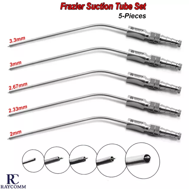 Set Of 5 Frazier Suction Tube Tubes! Dental ENT Diagnostic Surgical Instruments