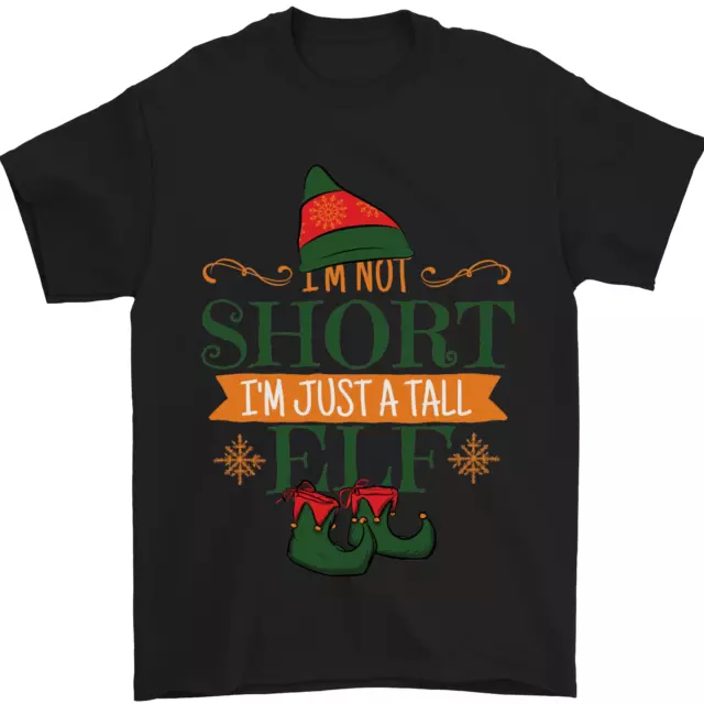 T-shirt da uomo alta elfo divertente Natale 100% cotone