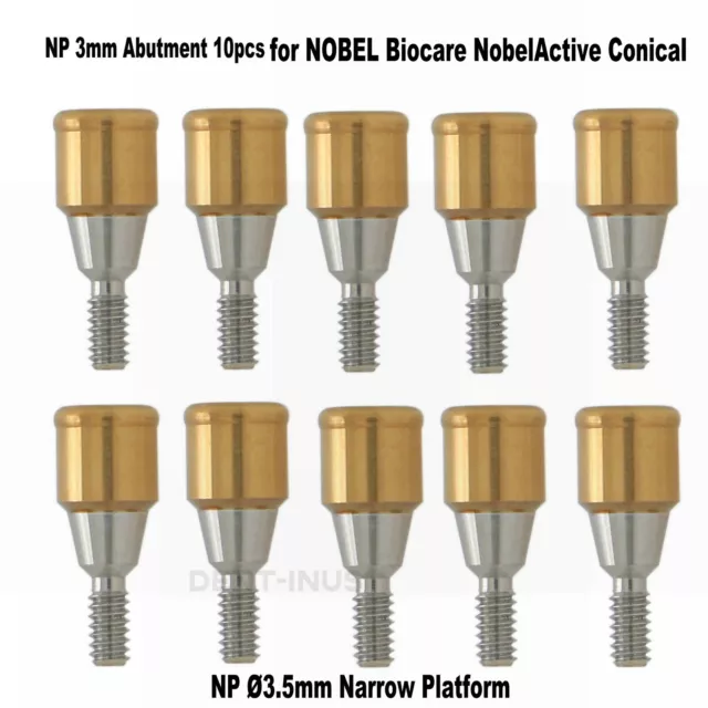 10PCS Ti-base Dental Abutments 3mm for Nobel Active NP Ø3.5mm Narrow Platform