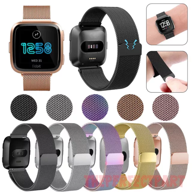 For Fitbit Versa Metal Milanese Magnetic Loop Strap Stainless Steel Wrist Band