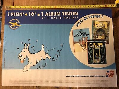 affiche publicitaire total tintin 42 X 29,5cm  année  2000 Tintin Plaque Milou 