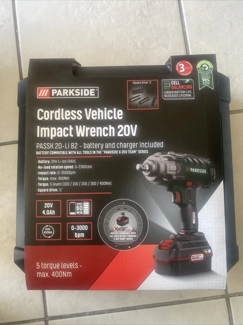 Parkside 20 V Akku Fahrzeug Schlagschrauber PASSK 20-Li-B2 Akku & Ladegerät