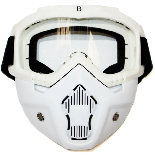 White Full Face Paintball Airsoft Mask Motorcycle Clear Goggle Tactical Detac...