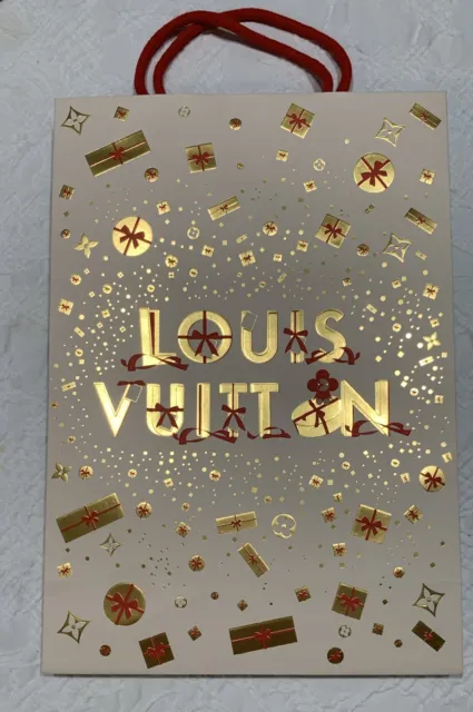 Louis Vuitton Holiday Edition Gold Ribbon Shopping Gift Bag 9.75