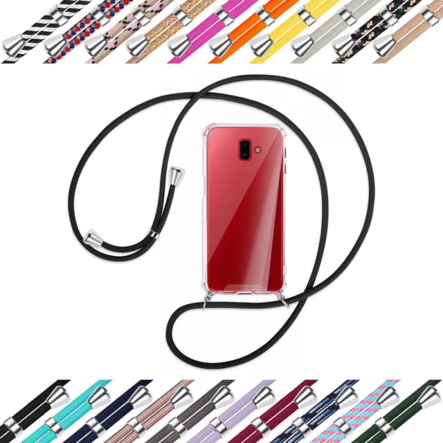 Collier (A) pour Samsung Galaxy J6 Plus Coque avec cordon Bandoulière Etui