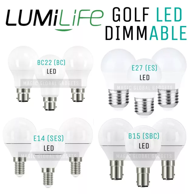LUMILIFE LED 5W SES E14 BC ES Golf Ball Globe Lamp Light Bulbs Warm Cool White