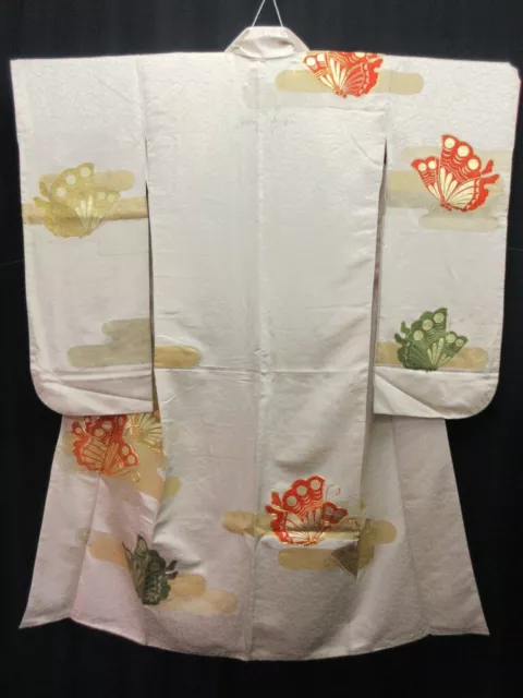 7841L2 Silk Vintage Japanese Kimono Furisode Butterfly Tall