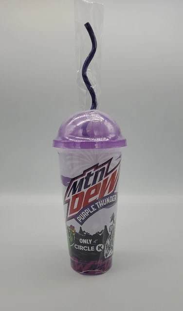 NEW Mountain Dew Color Changing Mtn Dew Purple Thunder Cup Crazy Straw Circle K