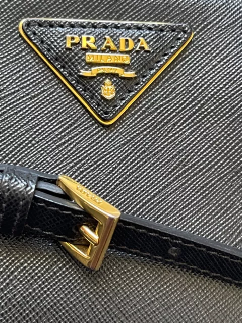 $2300 PRADA Camera Crossbody Shoulder Strap Saffiano Double Zip Black Mini Bag 2