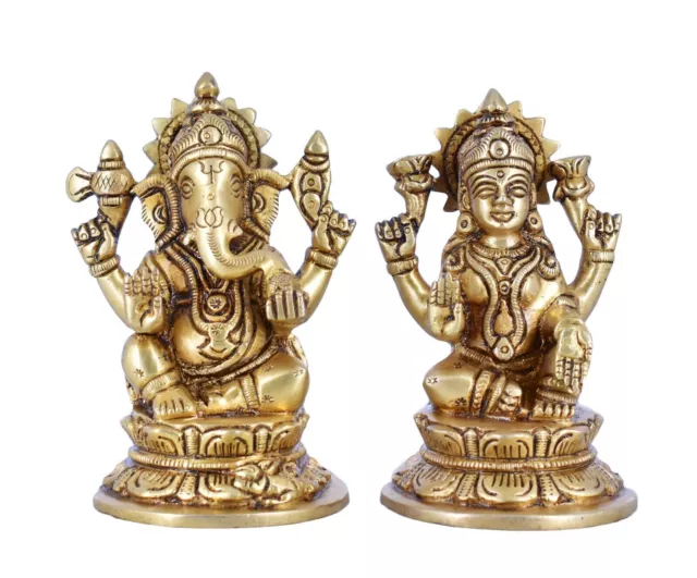 Whitewhale Brass Laxmi Ganesh Set Idol Showpiece Idols Statue Home Decor