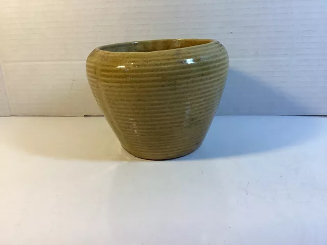 Zanesville Stoneage Modern Flower Planter Mid Century Tan Brown Pottery Vintage