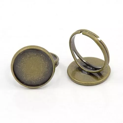 10pcs Antique Bronze Adjustable Finger Ring Components Pad Bases for Cabochons