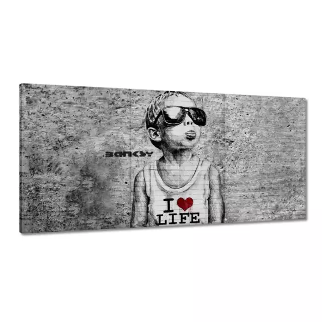 Leinwand Bild Wandbild Canvas Print I love life Banksy Spray Nr. H6907_PC