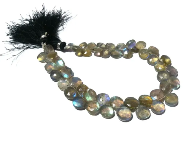 1 Strand Naturel Labradorite Coeur à Facettes 7-8mm Desseré Perles 7 " Pouce