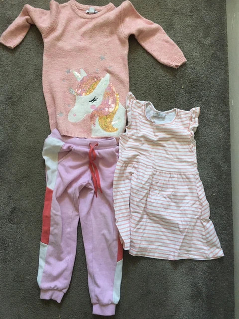 Girls clothes bundle age 4-5 years Dress Trousers Jumper With Unicorn
