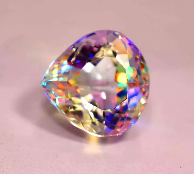 Natural Rainbow Mystic Quartz 34.75Ct Beautiful Pear Cut Loose Gemstone 20x20 mm 3
